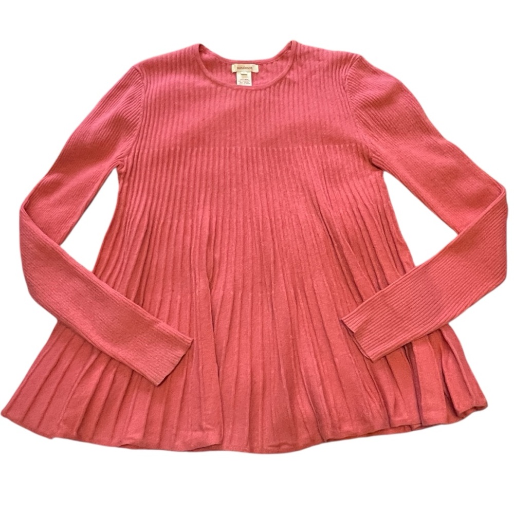 Sundance Coral Wool Cashmere Pleated Sweater S - Picture 2 of 10